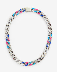 12mm Blue & Red Iced CZ Enamel Mix Cuban Chain