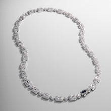 Baguette Link Iced Necklace (Silver)