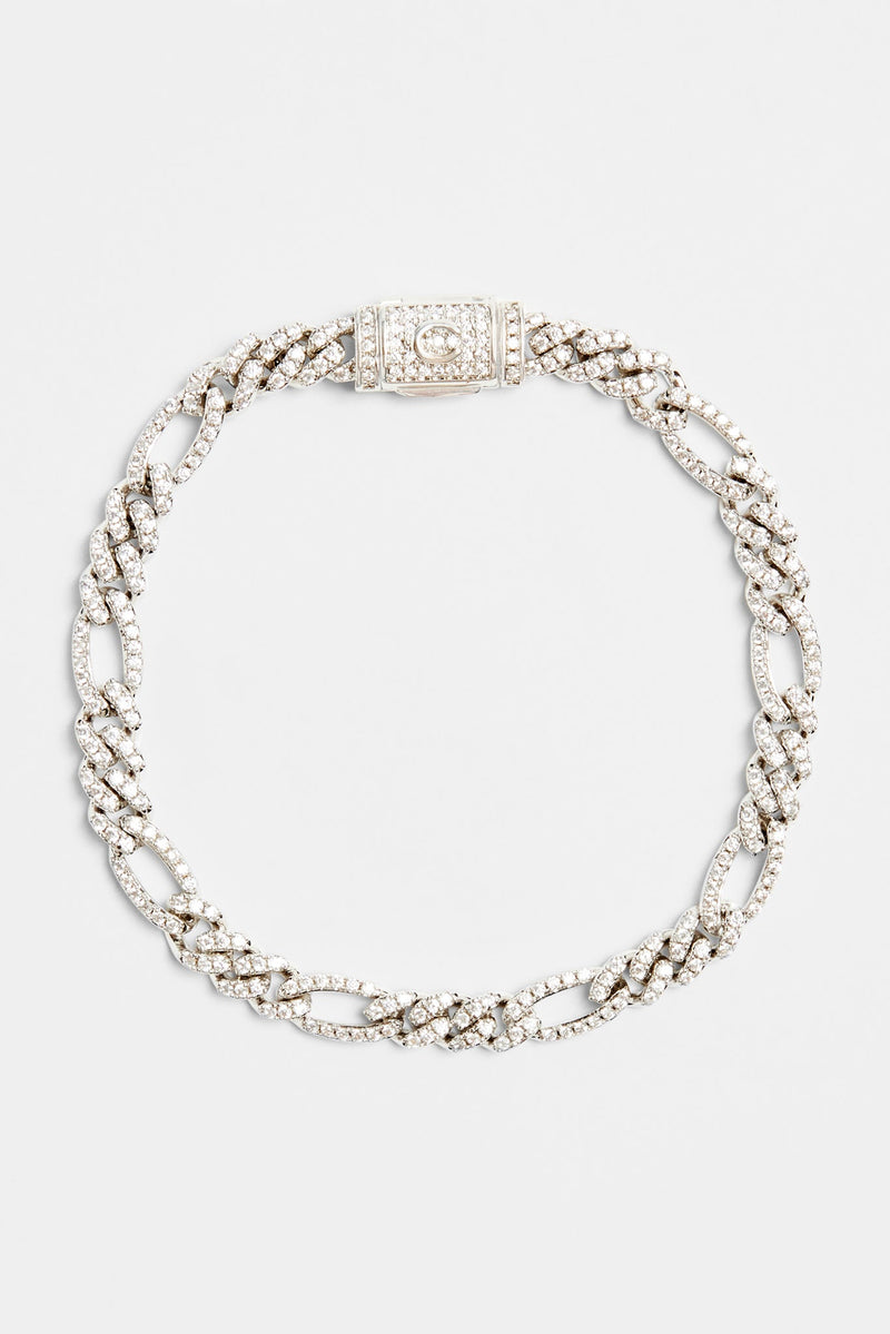 6mm Iced CZ Figaro Bracelet