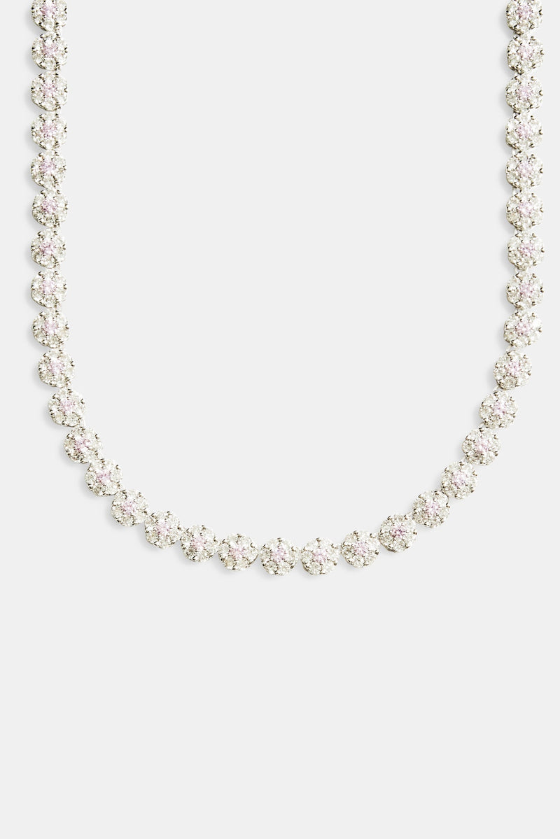 9mm Iced CZ Clear Flower Tennis Choker