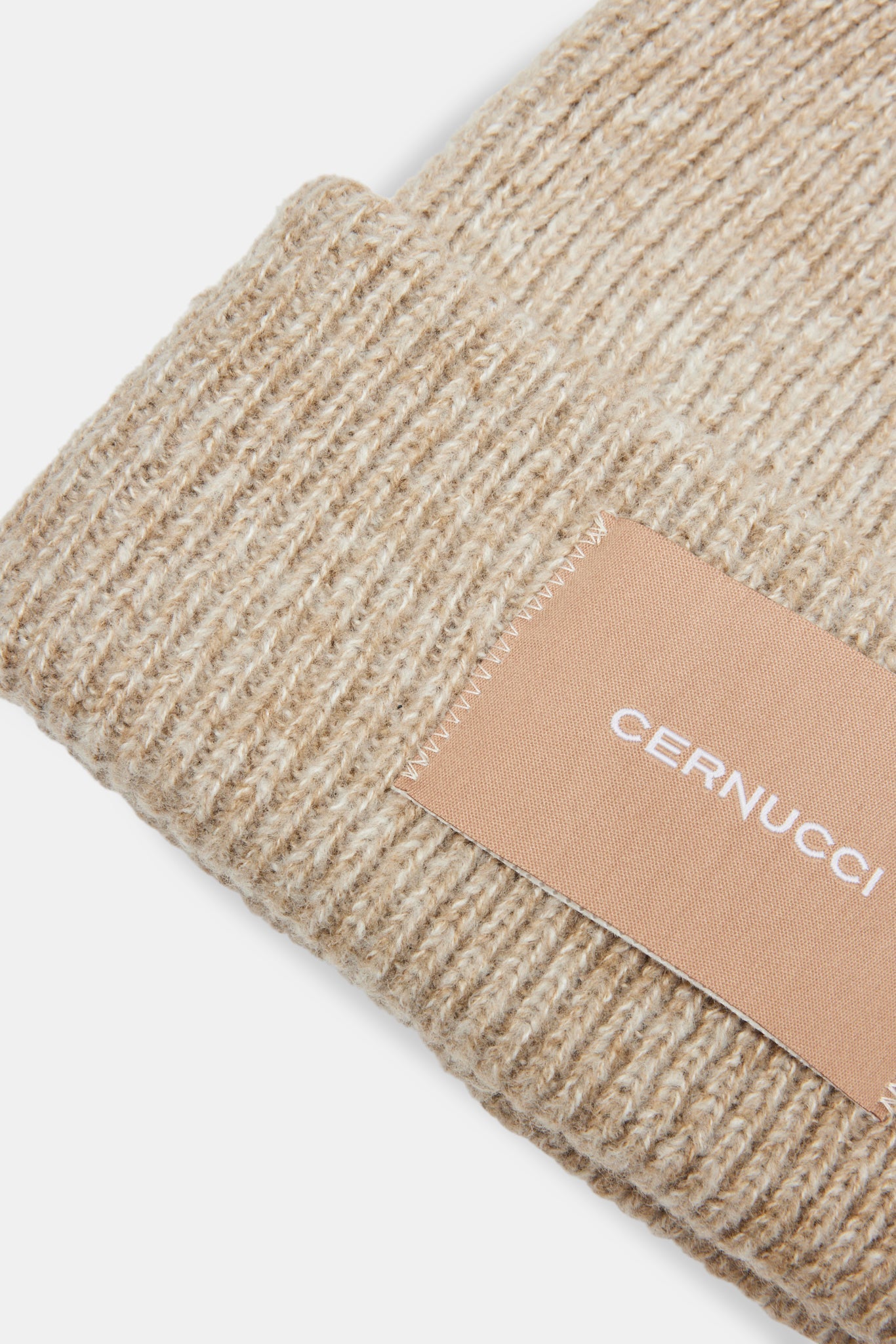 AmalfiGold Woven Label Beanie - Beige