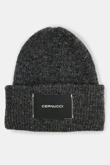 AmalfiGold Woven Label Beanie - Black
