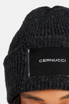 AmalfiGold Woven Label Beanie - Black