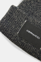 AmalfiGold Woven Label Beanie - Black