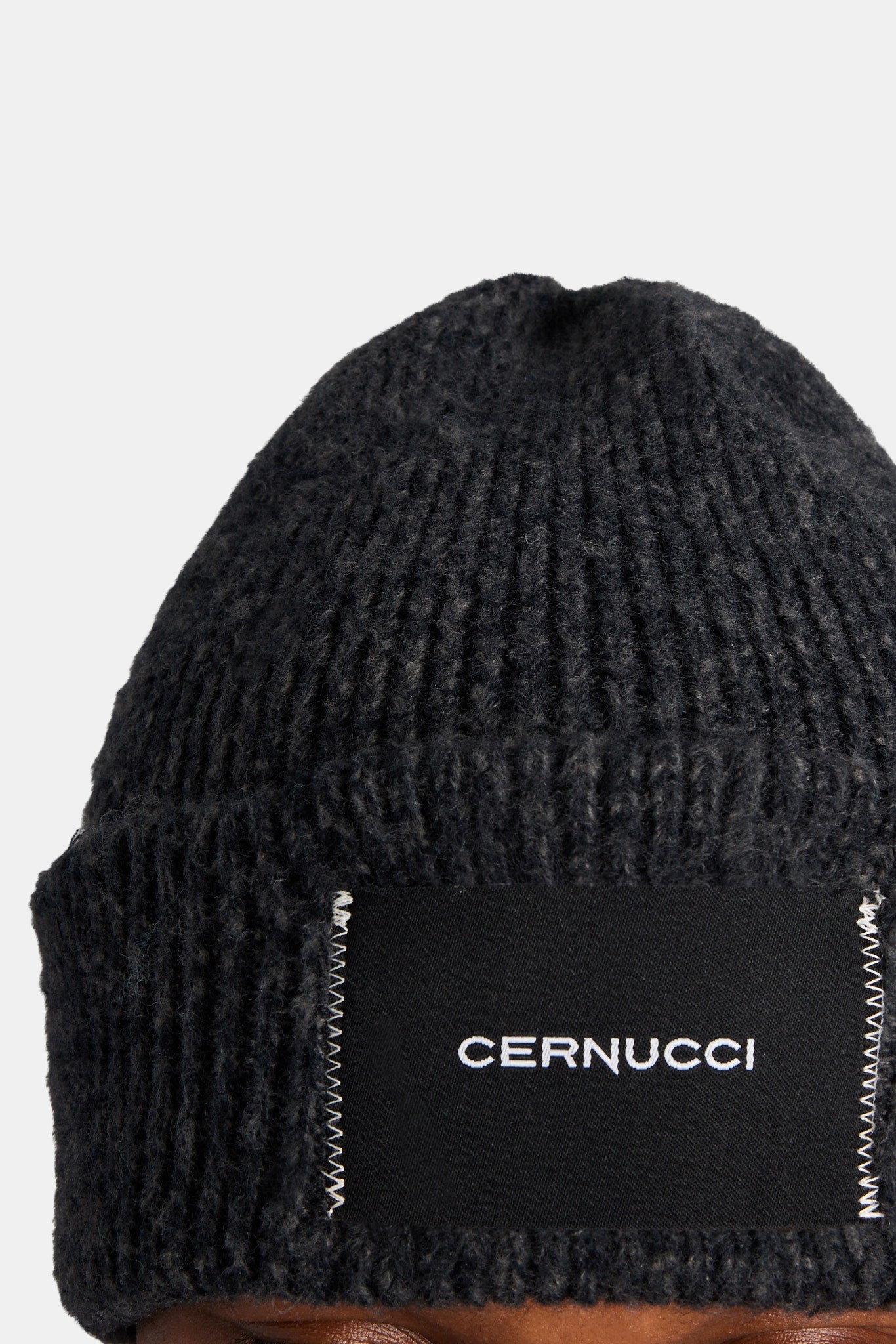 AmalfiGold Woven Label Beanie - Black