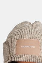 AmalfiGold Woven Label Beanie - Beige
