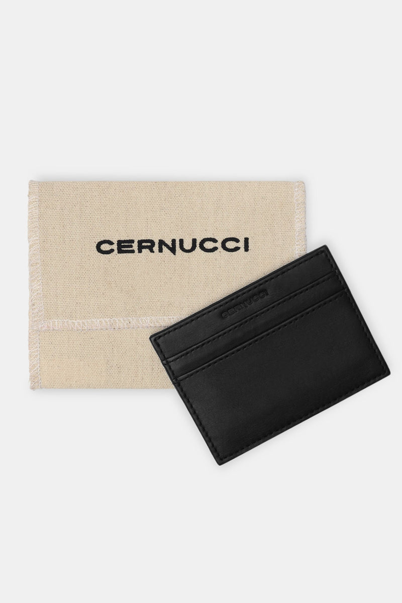 AmalfiGold Leather Card Holder - Black