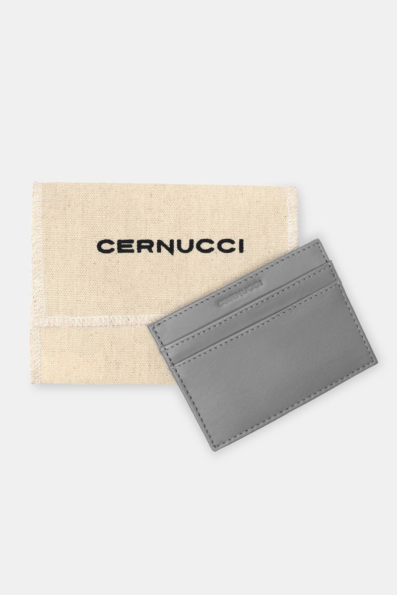 AmalfiGold Leather Card Holder - Grey
