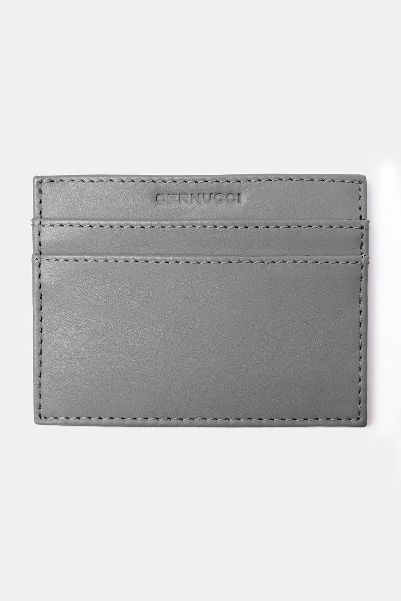 AmalfiGold Leather Card Holder - Grey