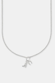 15mm Cowboy Boot and Horseshoe Charm Necklace - White