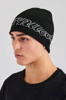 AmalfiGold Intarsia Beanie Hat - Black