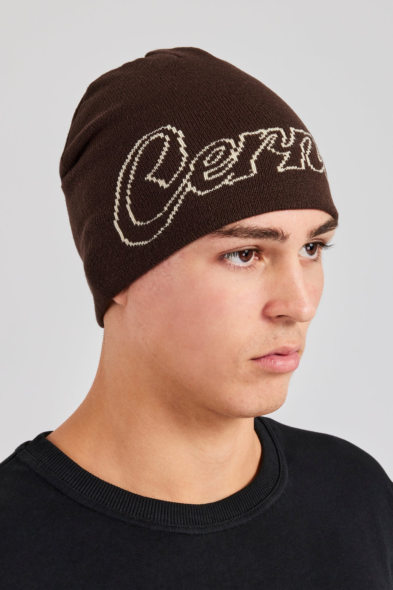 AmalfiGold Intarsia Beanie Hat - Chocolate