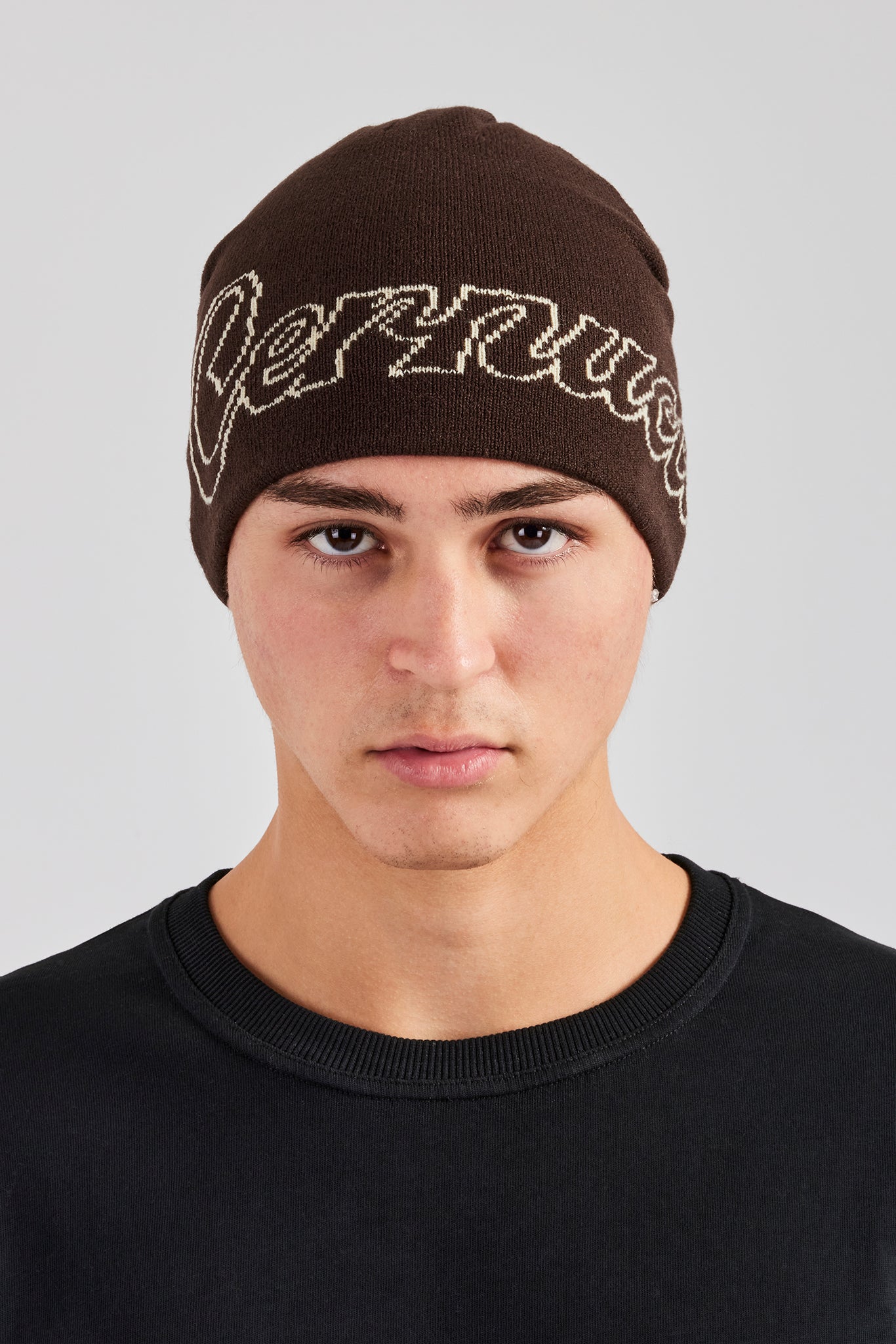 AmalfiGold Intarsia Beanie Hat - Chocolate