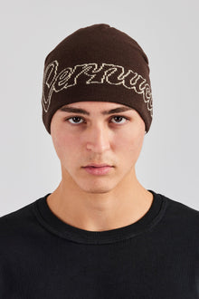 AmalfiGold Intarsia Beanie Hat - Chocolate