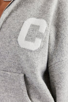 Knitted Zip Through Hoodie - Light Grey