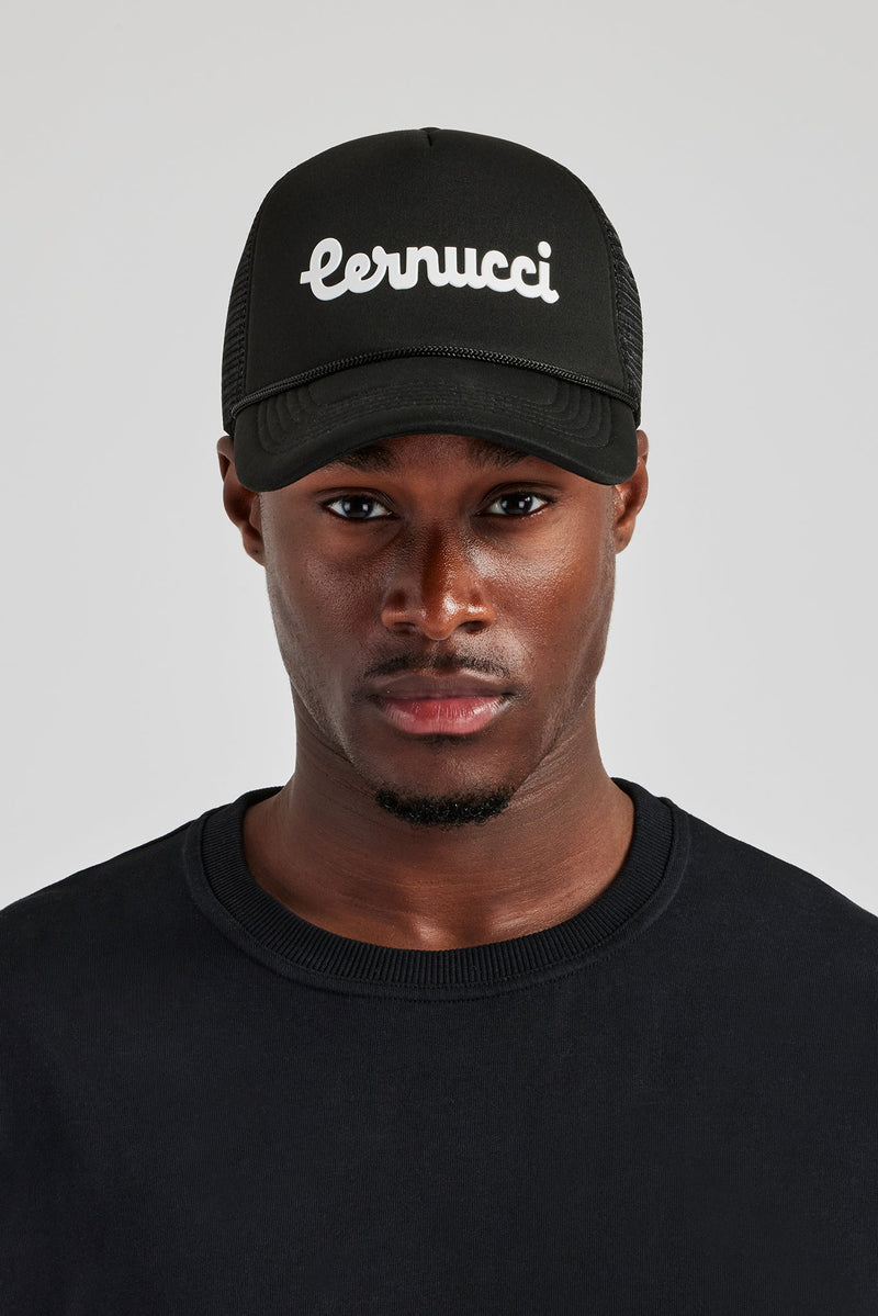 AmalfiGold Script Mesh Trucker - Black