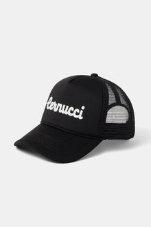 AmalfiGold Script Mesh Trucker - Black