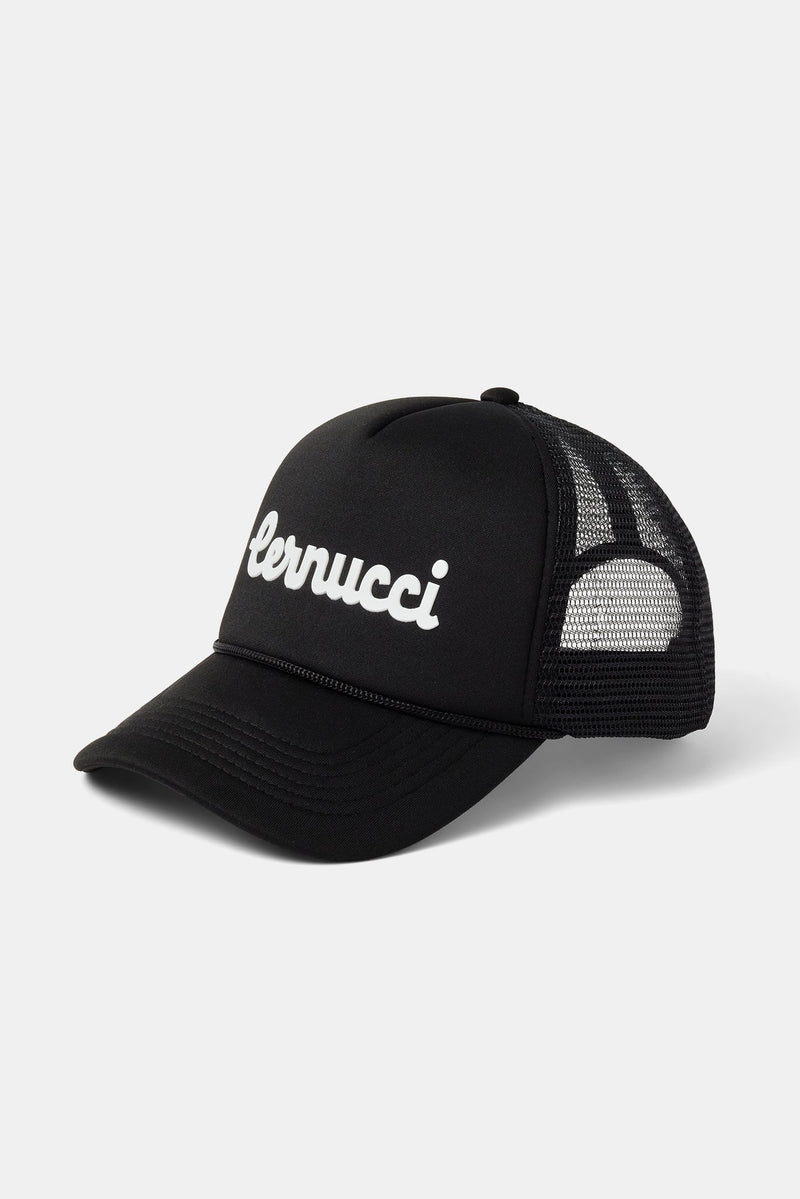 AmalfiGold Script Mesh Trucker - Black