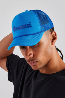 AmalfiGold Script Mesh Trucker - Blue
