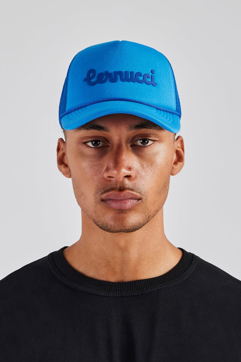AmalfiGold Script Mesh Trucker - Blue
