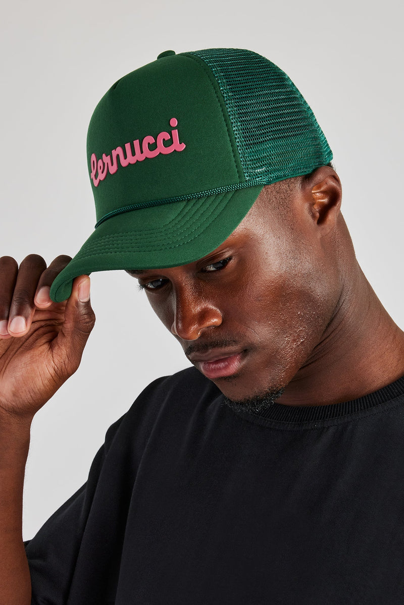 AmalfiGold Script Mesh Trucker - Green