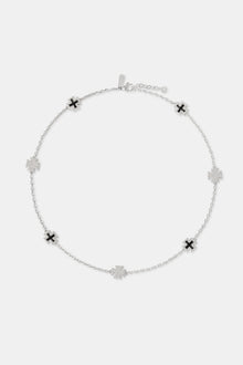 Iced CZ & Black Enamel Motif Chain