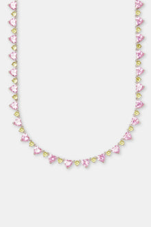Pink & Green Heart Tennis Chain - 8mm