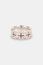 Red Enamel Cross Motif Ring - 8mm