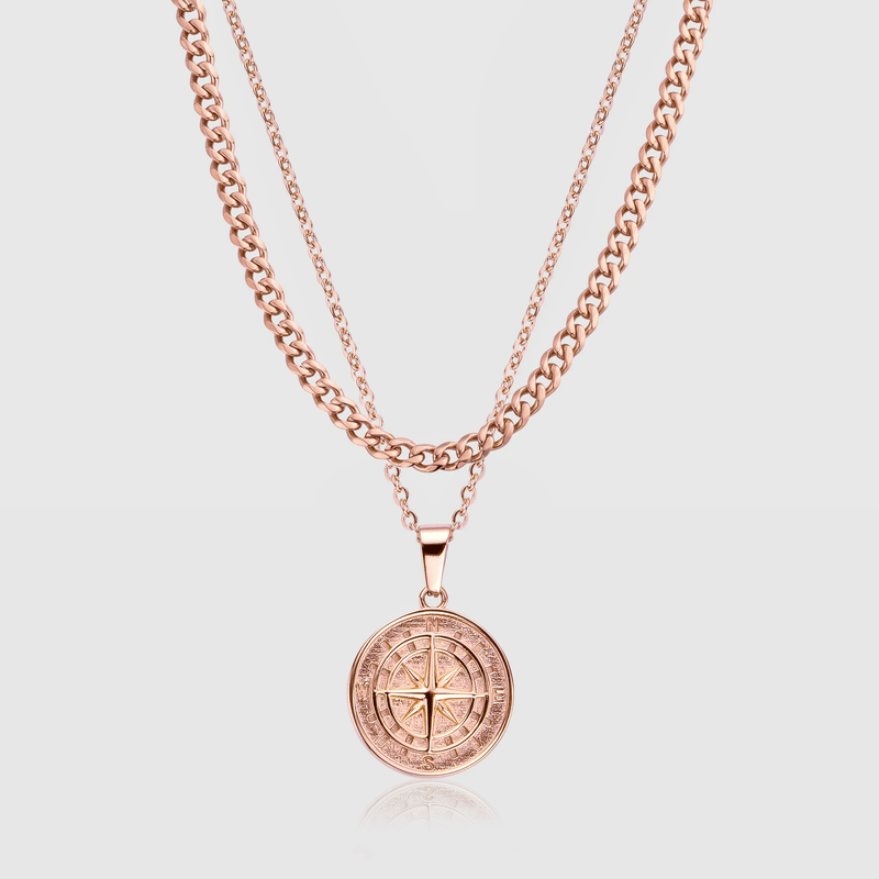 Compass and Cuban Set (Rose Gold)