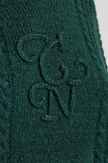 CCC Spliced Cable Knit Hoodie - Forest Green