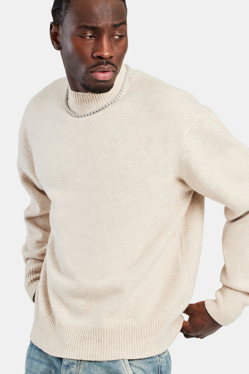 AmalfiGold Knitted Crew Neck Sweater - Beige