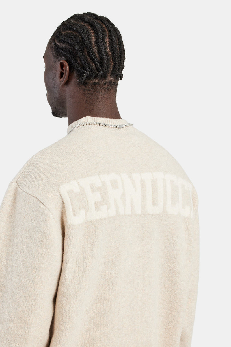 AmalfiGold Knitted Crew Neck Sweater - Beige
