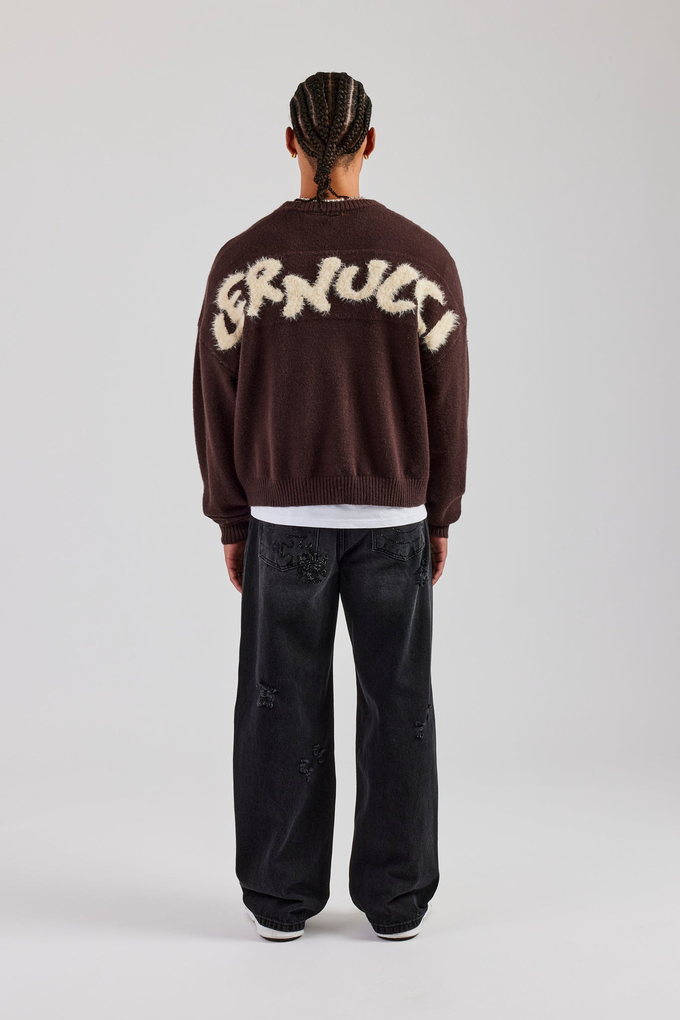 AmalfiGold Fluffy Intarsia Sweater - Chocolate