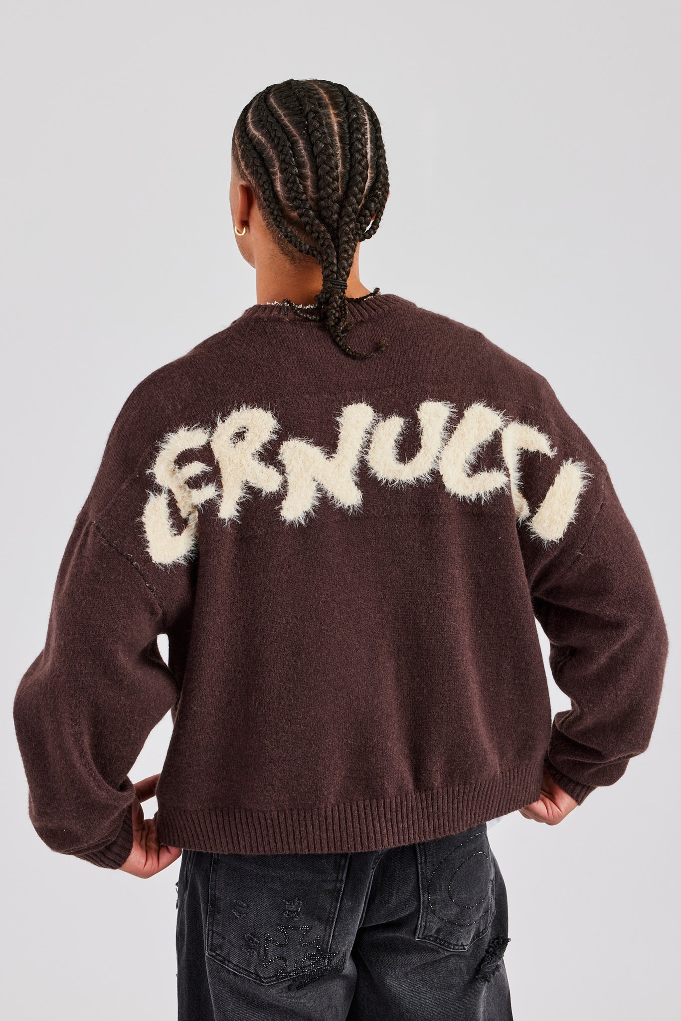 AmalfiGold Fluffy Intarsia Sweater - Chocolate