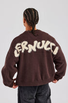 AmalfiGold Fluffy Intarsia Sweater - Chocolate