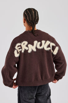 AmalfiGold Fluffy Intarsia Sweater - Chocolate