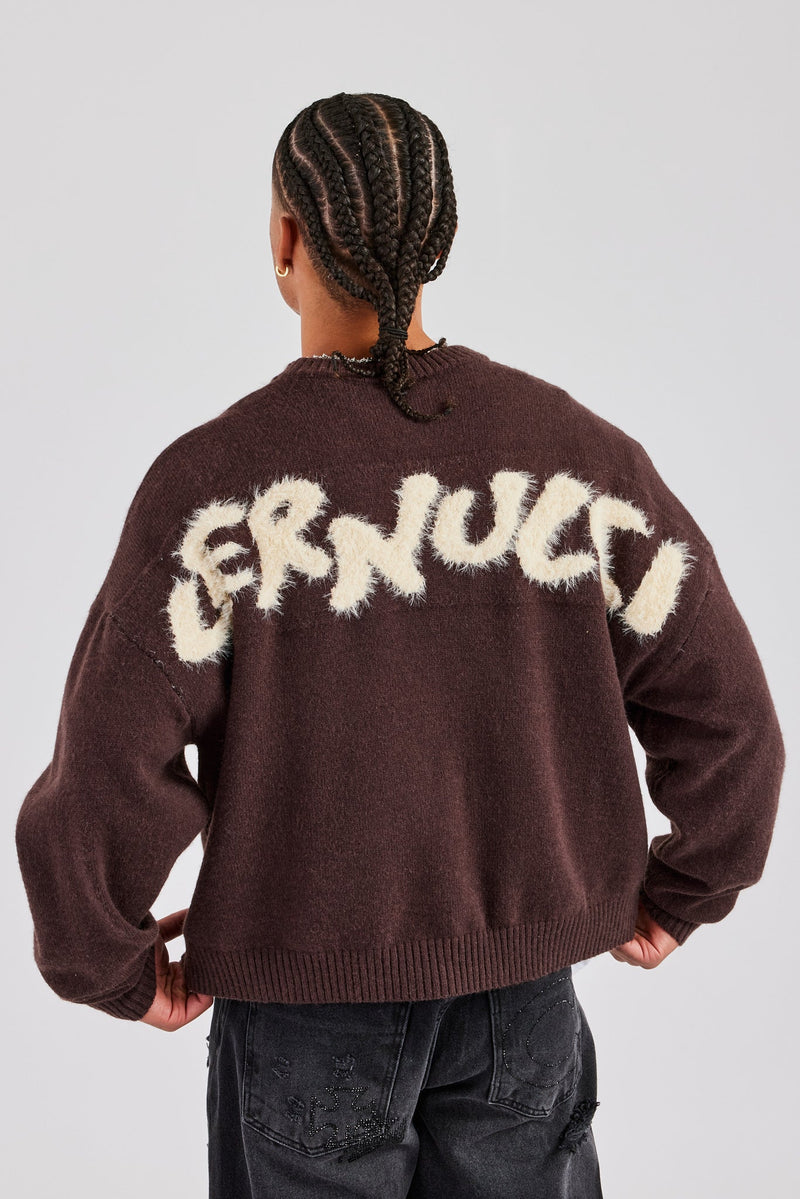 AmalfiGold Fluffy Intarsia Sweater - Chocolate