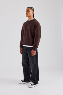 Rhinestone Motif Baggy Jean