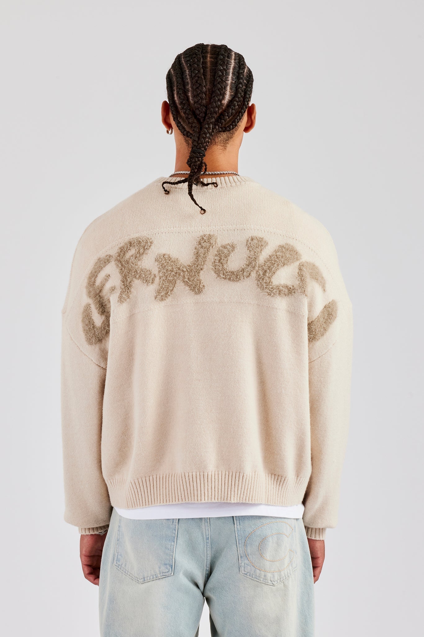 AmalfiGold Fluffy Intarsia Sweater - Off White