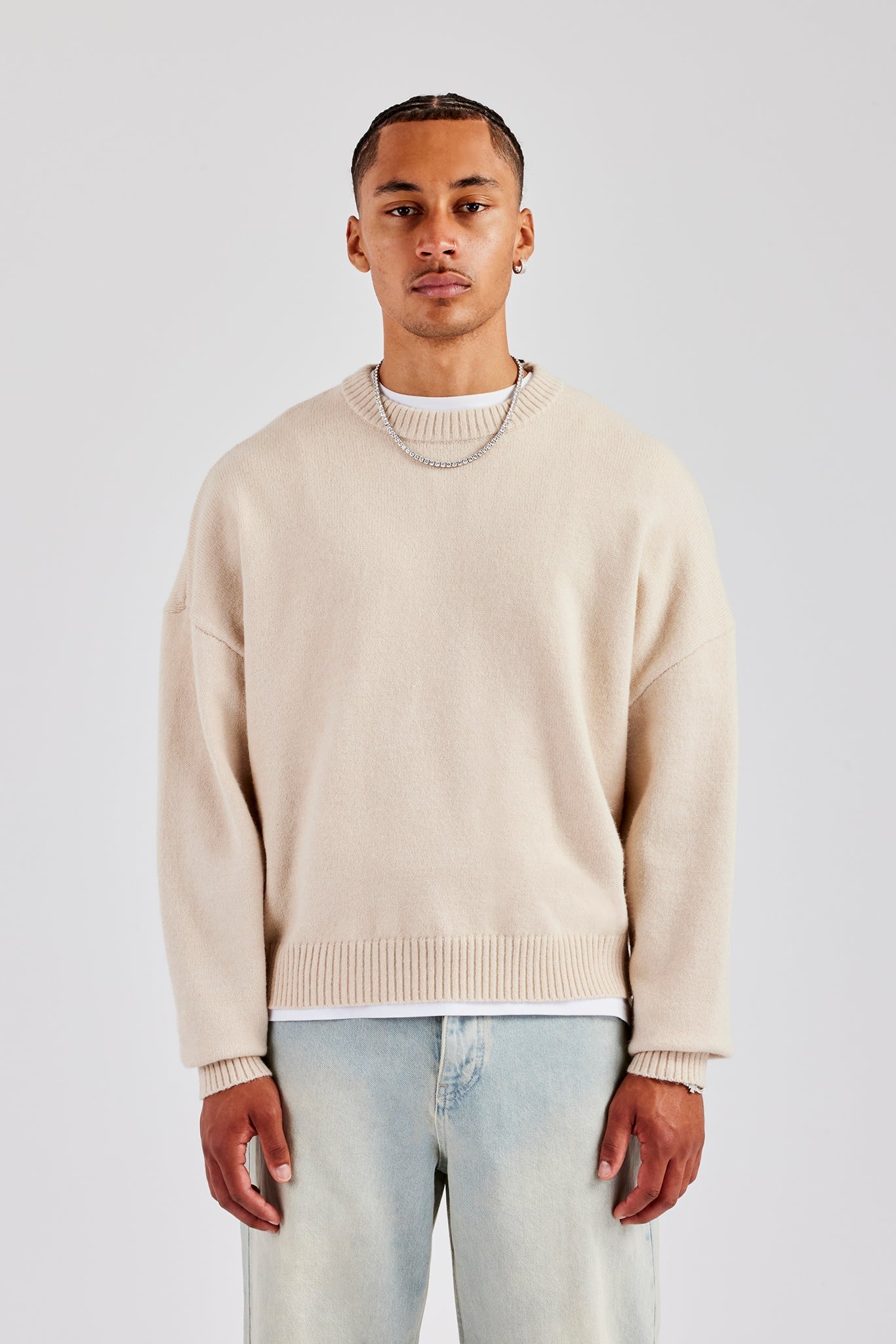 AmalfiGold Fluffy Intarsia Sweater - Off White