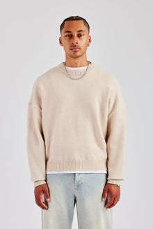 AmalfiGold Fluffy Intarsia Sweater - Off White