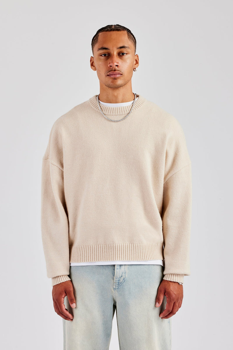 AmalfiGold Fluffy Intarsia Sweater - Off White