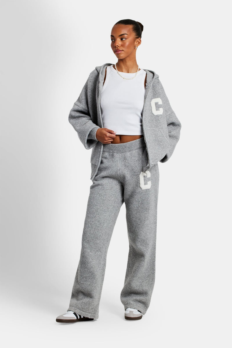 Wide Leg Knitted Jogger - Grey