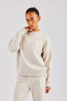 C Knitted Sweatshirt - Oatmeal