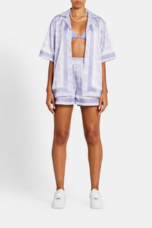 AmalfiGold Repeat Logo Border Satin Short - Purple