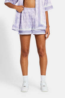 AmalfiGold Repeat Logo Border Satin Short - Purple