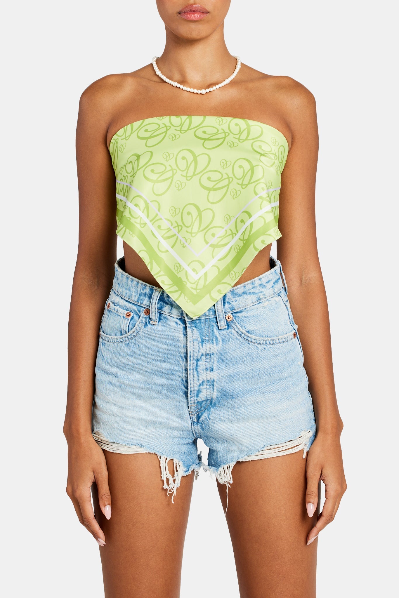 AmalfiGold Repeat Satin Scarf - Lime