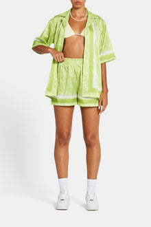 AmalfiGold Repeat Logo Border Satin Short - Lime