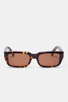 Tortoise Shell Rectangle Acetate Sunglasses - Brown