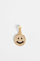 Gold Plated Iced CZ Happy Face Pendant